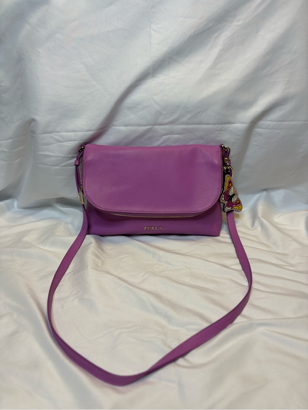 Furla lilac leather Noemi crossbody